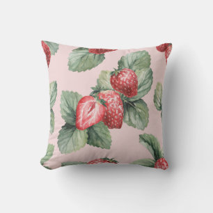 Coussin Fraises mûres d'été : Aquarelle rose