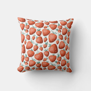 Coussin Fraises rouges Arrière - plan blanc sans joint