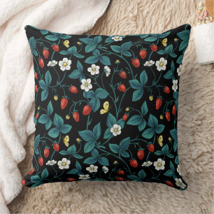 Coussin Fraises sauvages rouge/jaune/bleu/noir