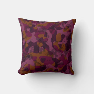 Coussin Framboise, mûre, marron et camouflage noix de musc