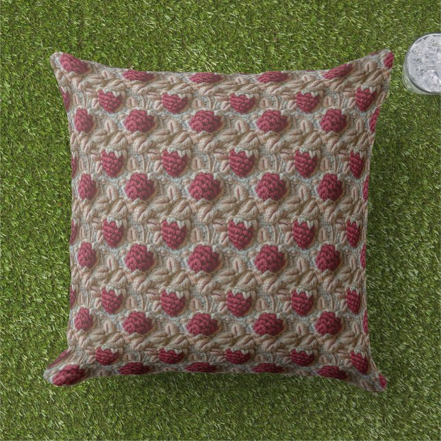 Coussin Framboises au Crochet Fruit  (Herbe)