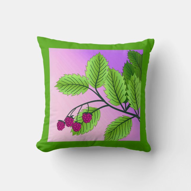 Coussin Framboises sur une branche (Recto)