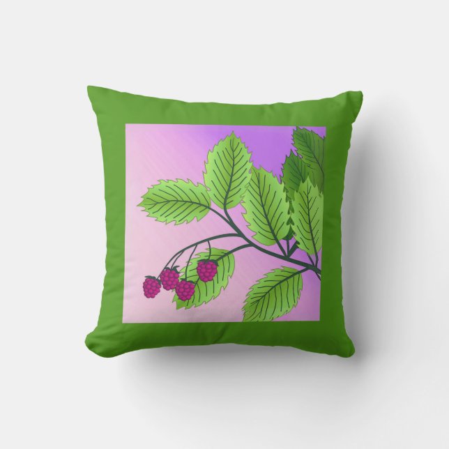Coussin Framboises sur une branche (Recto)
