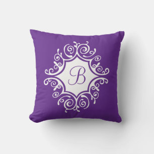 Coussin Frame avec Monogramme blanc violet orné