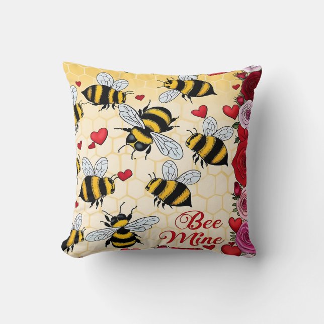Coussin Frame d'amour Floral de la mine d'abeilles (Recto)