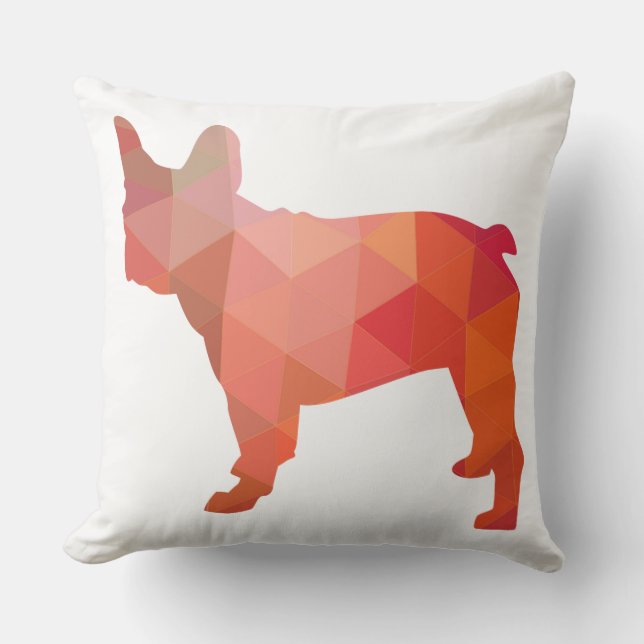 Coussin Français Bulldog coloré silhouette géométrique (Recto)