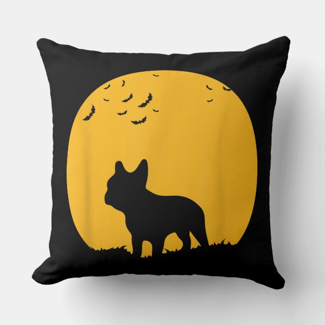 Coussin Français Bulldog Moon Halloween Conception inspiré (Recto)