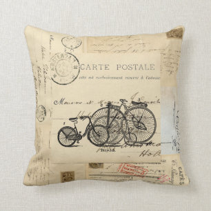 Coussin français de carte postale de bicyclettes