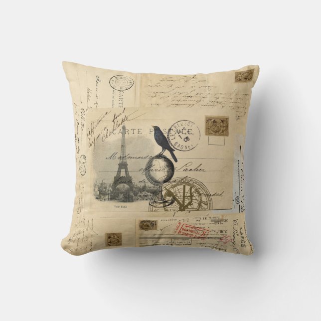 Coussin français de carte postale de globe de (Recto)