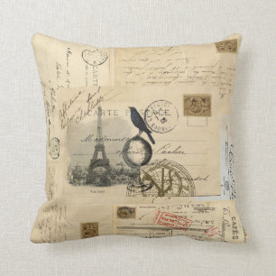 Coussin français de carte postale de globe de