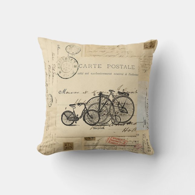Coussin français de cartes postales de bicyclettes (Recto)