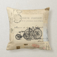 Coussin français de cartes postales de bicyclettes