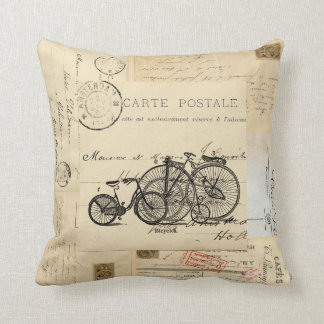 Coussin français de cartes postales de bicyclettes