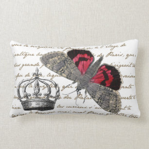 Coussin français de couronne de papillon rouge