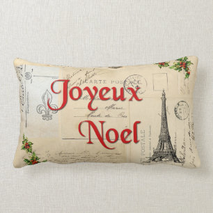 Coussin français de Noël de cartes postales de