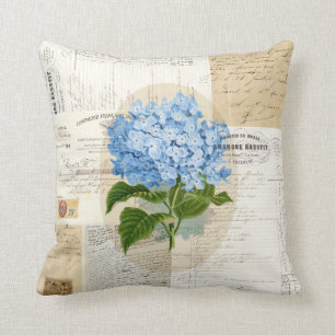 Coussin français d'éphémères d'hortensia bleu