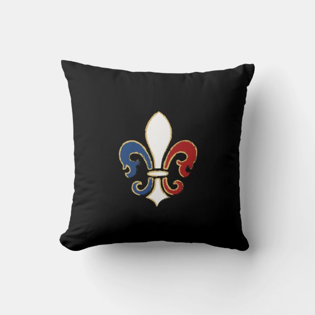 Coussin Français Flag Fleur de Lis avec de l'or (Recto)