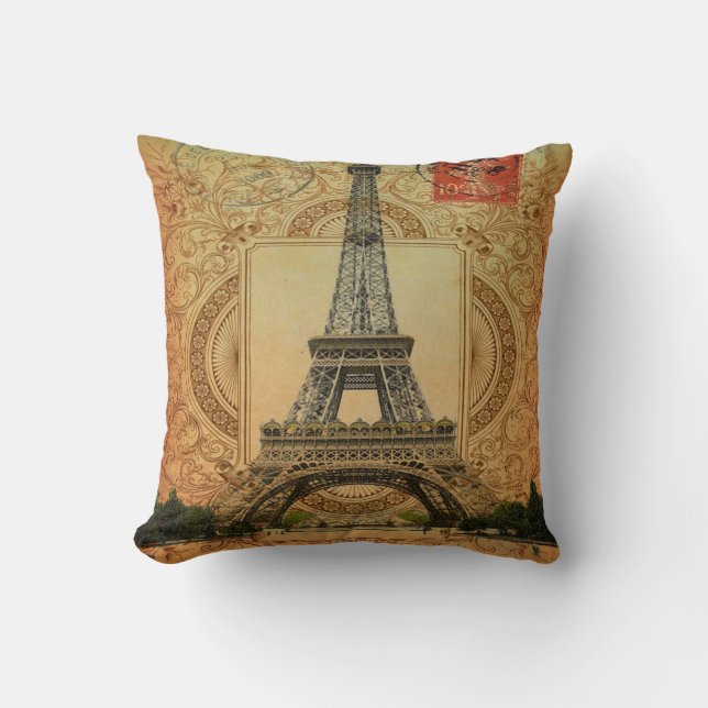 Coussin francais moderne vintage paris tour eiffel (Recto)