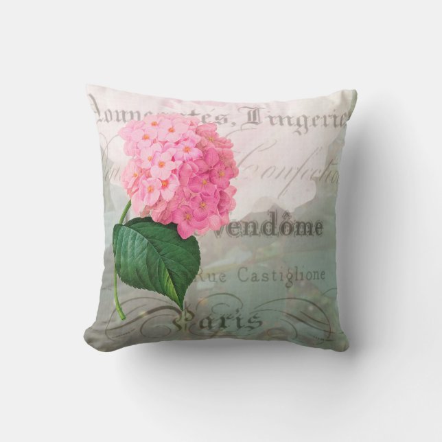 Coussin français romantique d'accent d'hortensia (Recto)