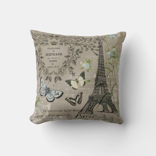 coussin français vintage moderne de jardin de Tour (Recto)