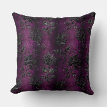 Français Vintage noir Floral Damask violet Motif