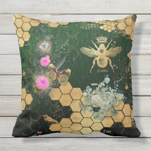 Coussin française chic, victorienne, abeille, florale, fe