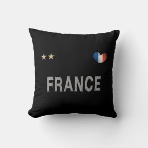 Coussin France Football Fan Chemise Coeur