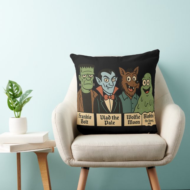 Coussin Frankie Bolt Vlad la Pâle Monstres d'Halloween (Chaise)