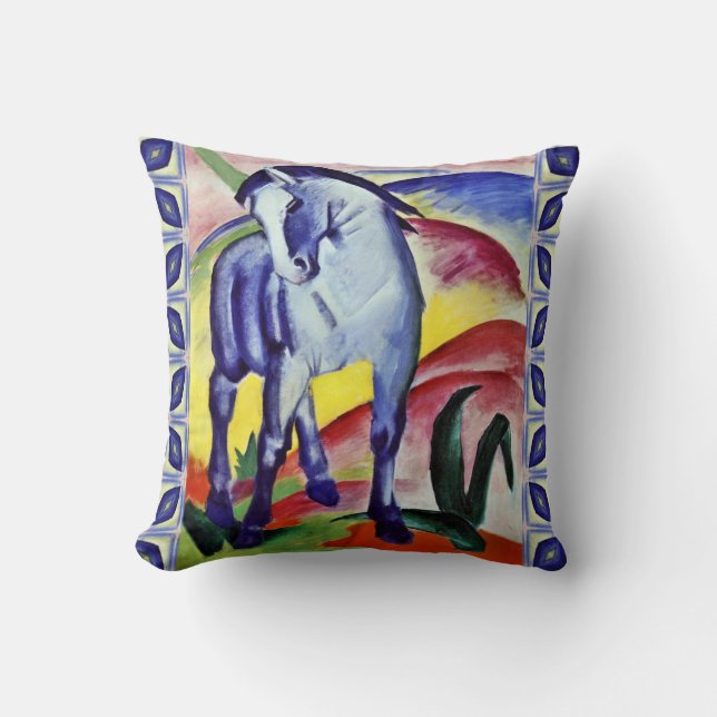 Coussin Franz Marc Blue Cheval Peinture d'Art Vintage (Recto)