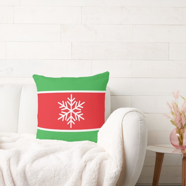 Coussin Frappe de neige brillante rouge vert blanc (Canapé)