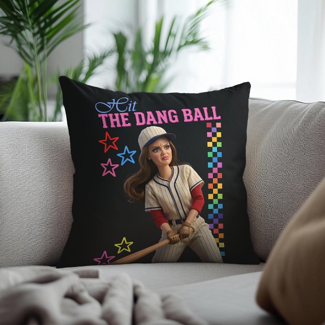 Coussin Frappe donc cette balle Drôle de visage de poupée  (Créateur téléchargé)