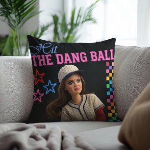 Coussin Frappe donc cette balle drôle de visage de poupée