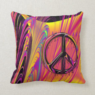 Coussin Freak Drapeau Psychedelic Hippy Couture