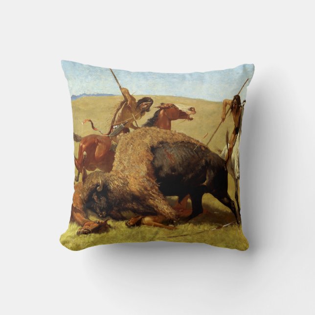 Coussin Frederic Remington La Chasse Au Buffalo (Recto)