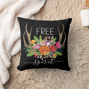 Coussin Free Spirit Modern Boho Chic Fleurs Antlers