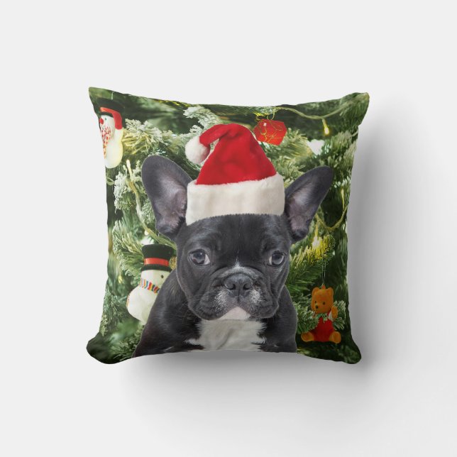 Coussin French Bulldog Arbre de Noël Ornements Snowman (Recto)