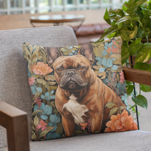 Coussin French Bulldog français à revêtement rouge dans un