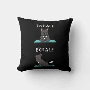 Coussin French Bulldog Yoga Inhale Exhale Funny Chien Cade