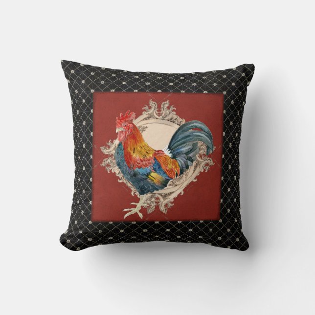 Coussin French Country Roosters Vintage Antique Maison Déc (Recto)