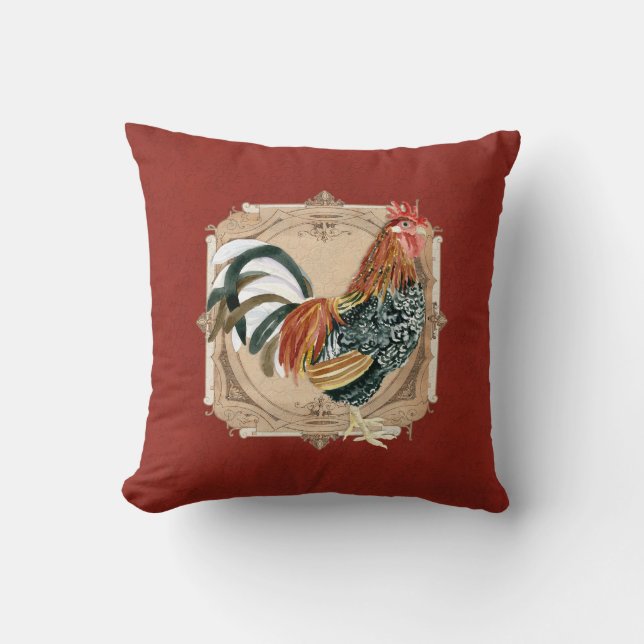 Coussin French Country Roosters Vintage Antique Maison Déc (Recto)