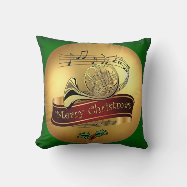 Coussin French Horn ~ Joyeux Noël & Scroll musical ~ (Recto)