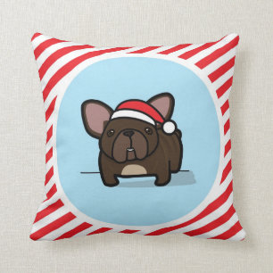 Coussin Frenchie Brindle sur des rayures de sucre de canne