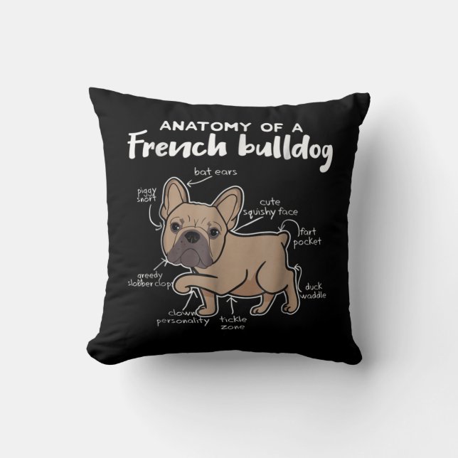 Coussin Frenchie Gift| Anatomie D'Un Cadeau De Chien À Bal (Recto)