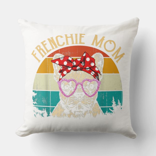 Coussin Frenchie Mom Lover Cadeau Vintage Retro Style (Recto)