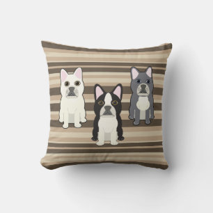 Coussin Frenchies rayé neutre