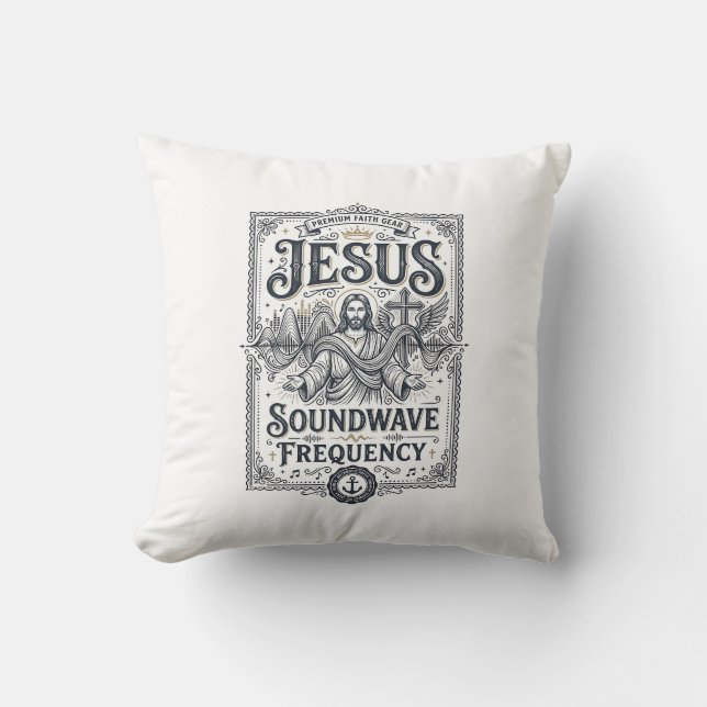 Coussin Fréquence d'onde sonore de Jésus Fréquence d'onde  (Recto)
