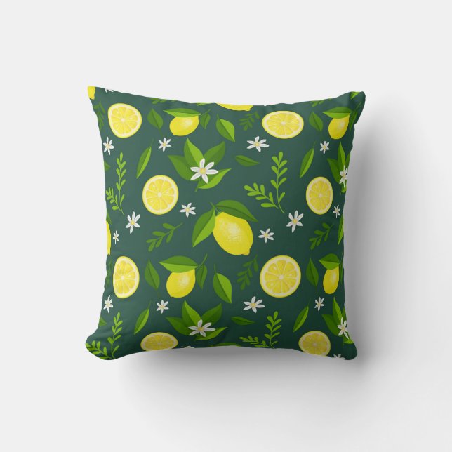 Coussin Fresh lemons with flowers and leaves (Recto)