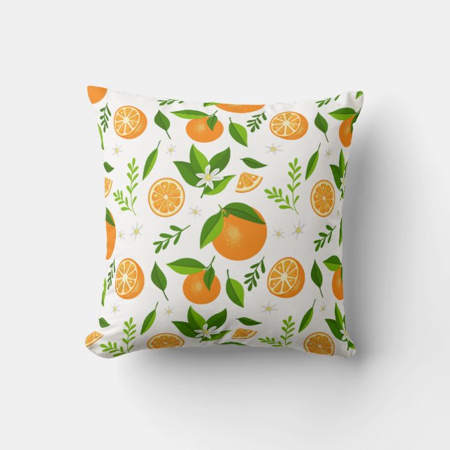 Coussin Fresh oranges with flowers and leaves (Recto)