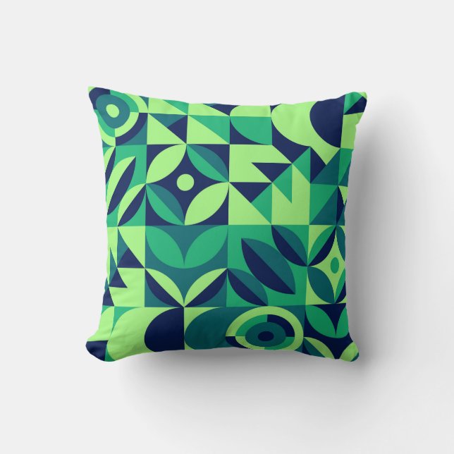 Coussin Fresque géométrique : design vintage moderne. (Recto)