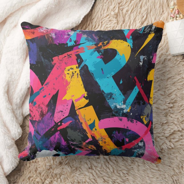 Coussin Fresque murale avec gouttes superposées et couleur (Couverture)